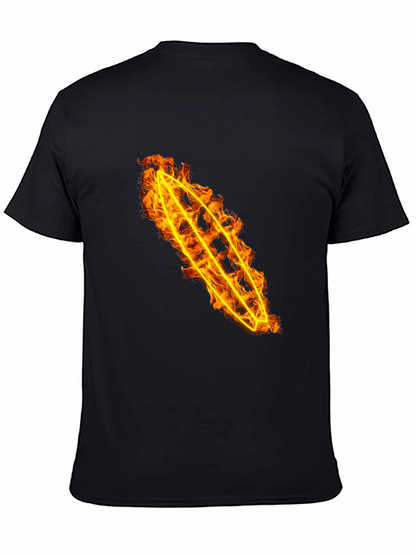 Fiery Flame Design Black Cotton Tee