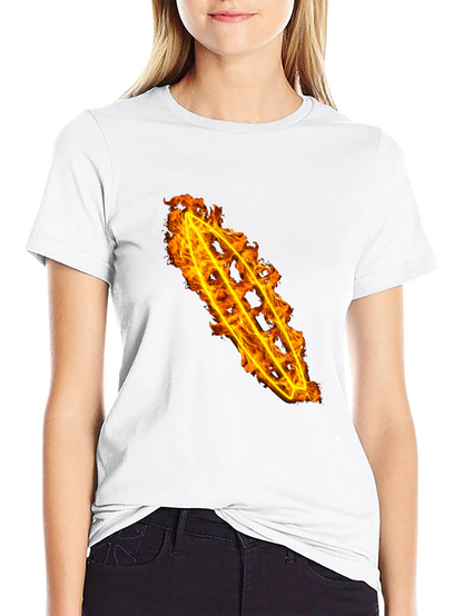 Fiery Flame Design Black Cotton Tee