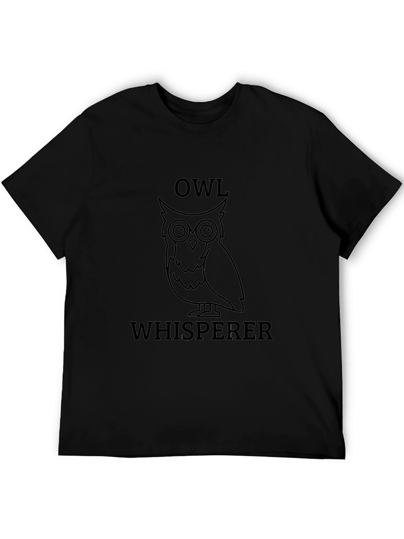 Owl Whisperer Graphic Print Black T-Shirt