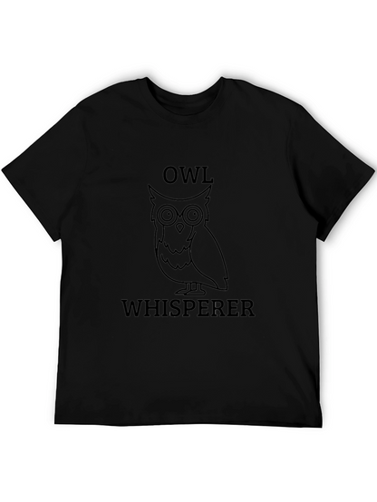Owl Whisperer Graphic Print Black T-Shirt