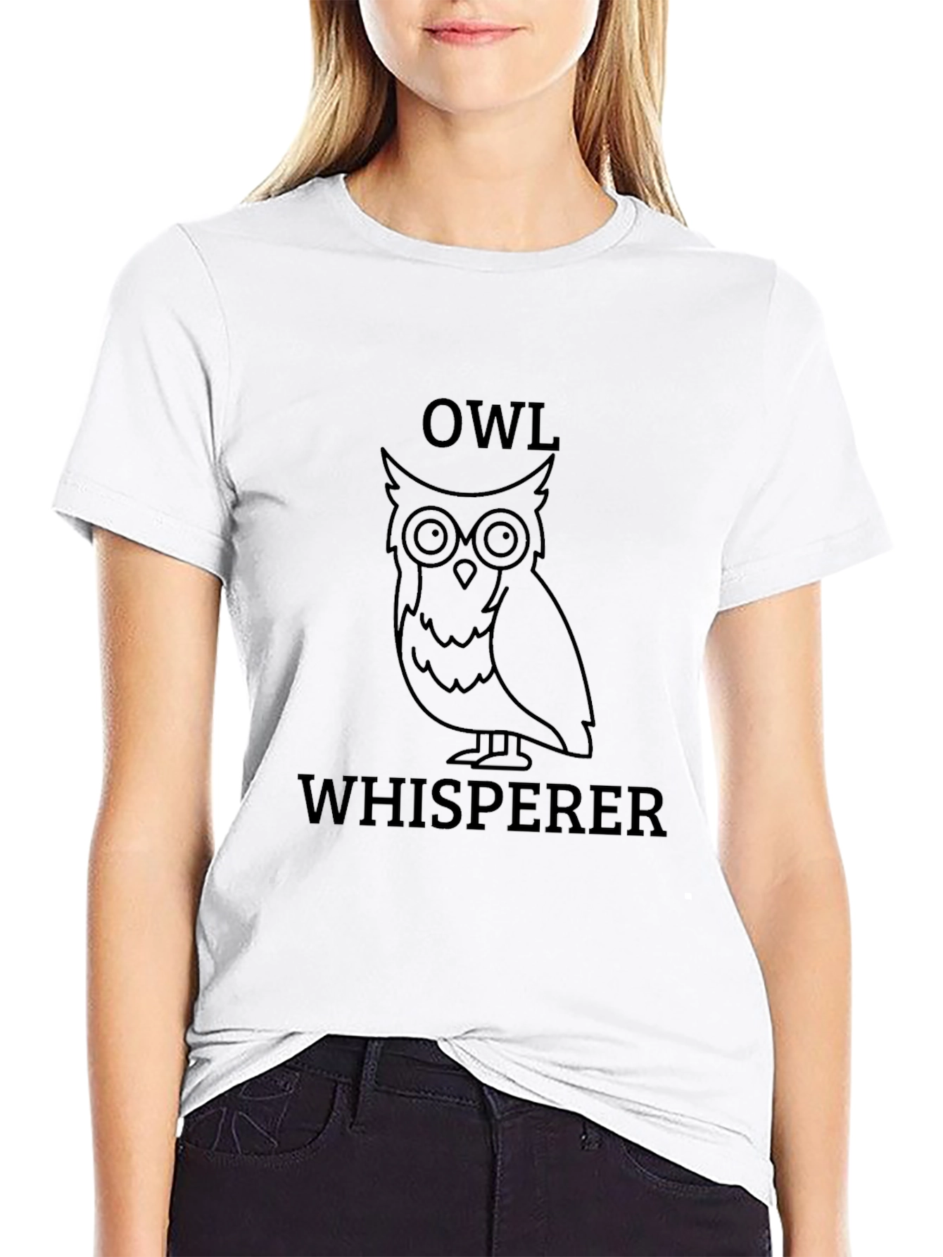 Owl Whisperer Graphic Print Black T-Shirt