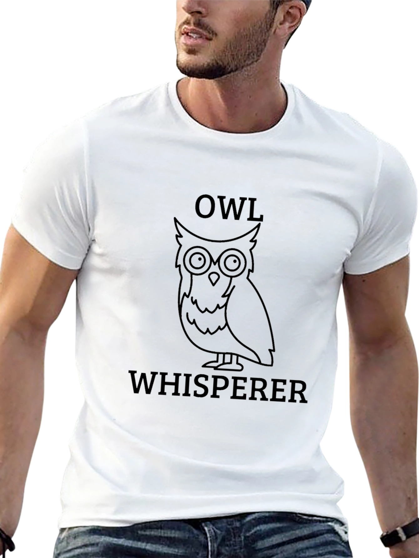 Owl Whisperer Graphic Print Black T-Shirt