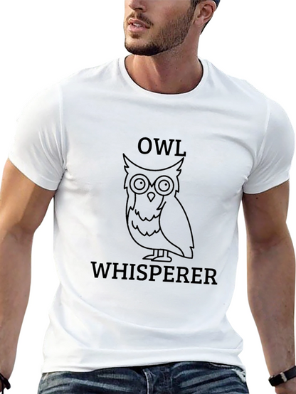 Owl Whisperer Graphic Print Black T-Shirt