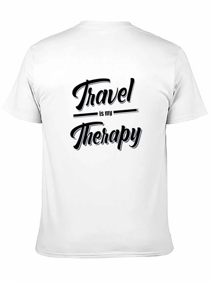 Travel is My Therapy Black Graphic T-Shirt