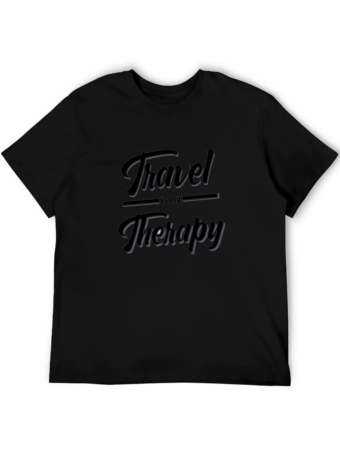 Travel is My Therapy Black Graphic T-Shirt