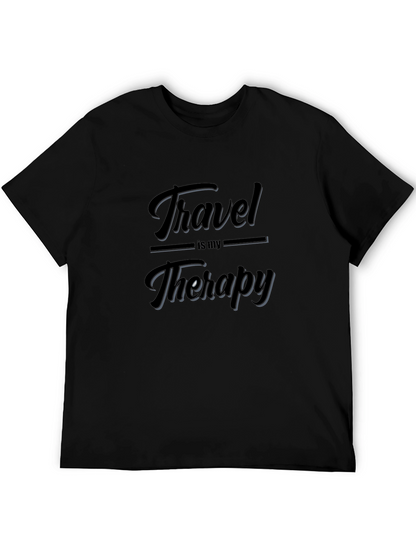 Travel is My Therapy Black Graphic T-Shirt