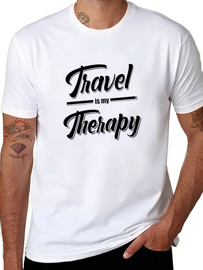 Travel is My Therapy Black Graphic T-Shirt