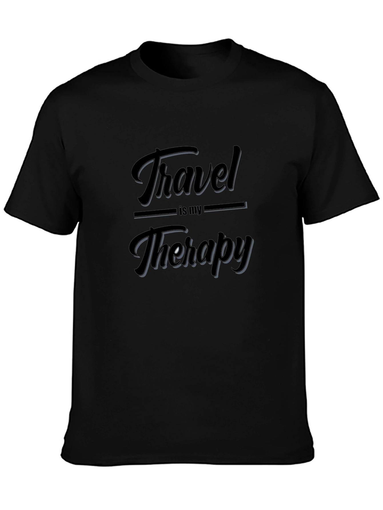 Travel is My Therapy Black Graphic T-Shirt