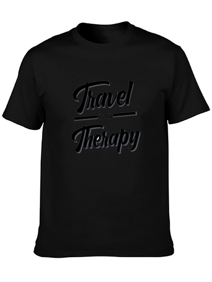 Travel is My Therapy Black Graphic T-Shirt