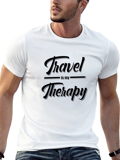 Travel is My Therapy Black Graphic T-Shirt