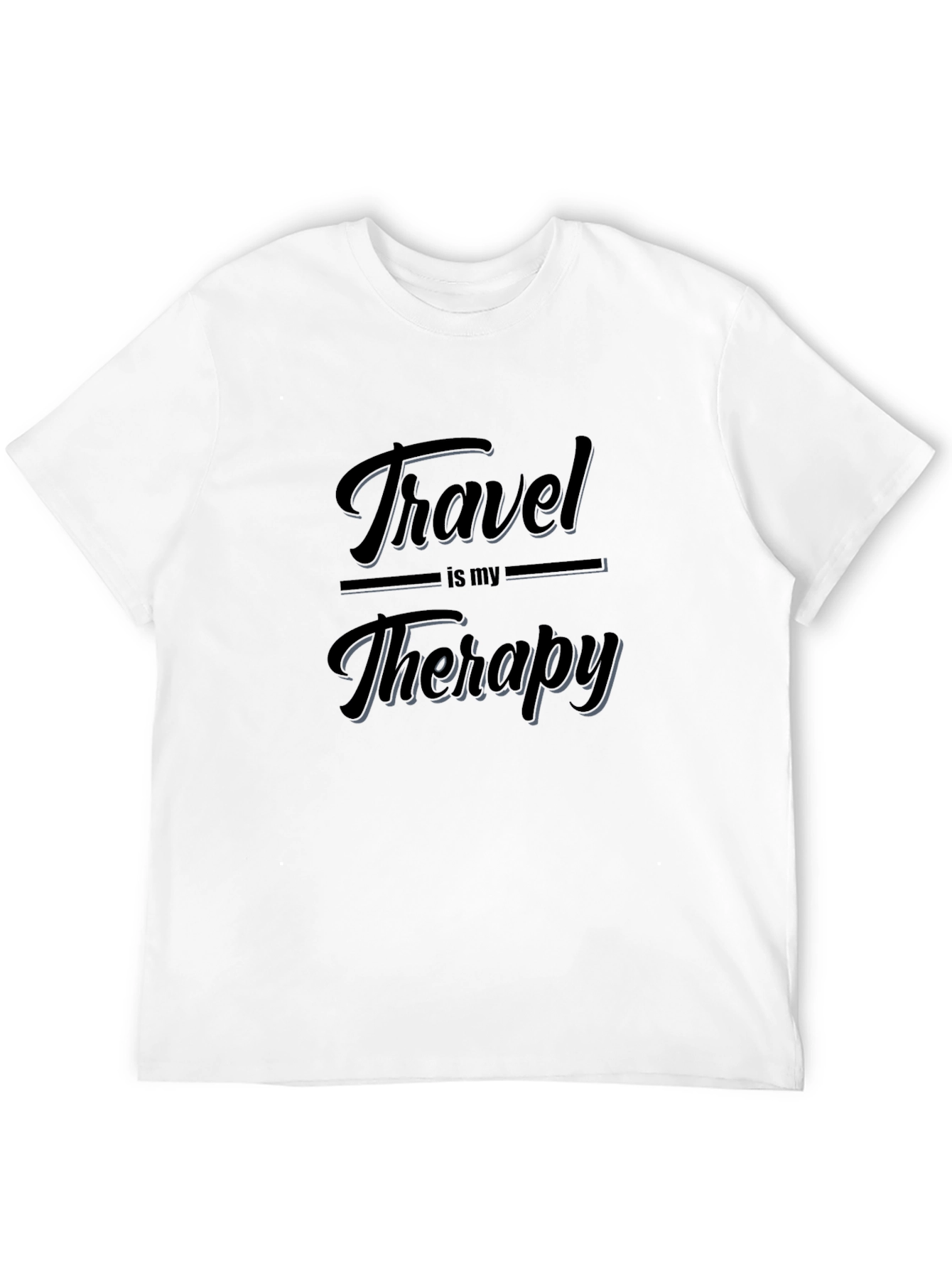 Travel is My Therapy Black Graphic T-Shirt