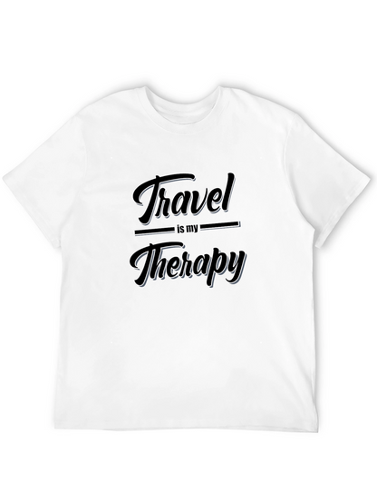 Travel is My Therapy Black Graphic T-Shirt