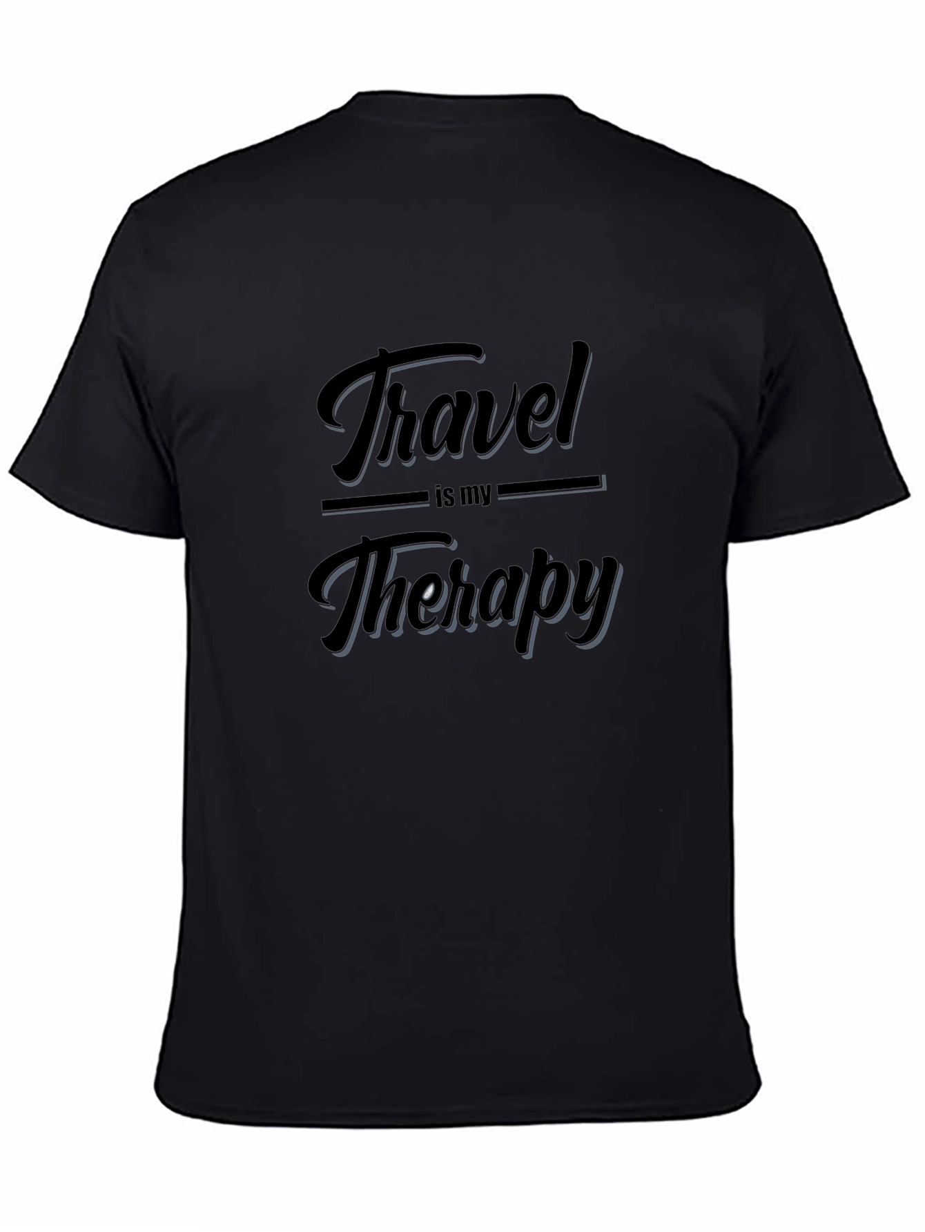 Travel is My Therapy Black Graphic T-Shirt