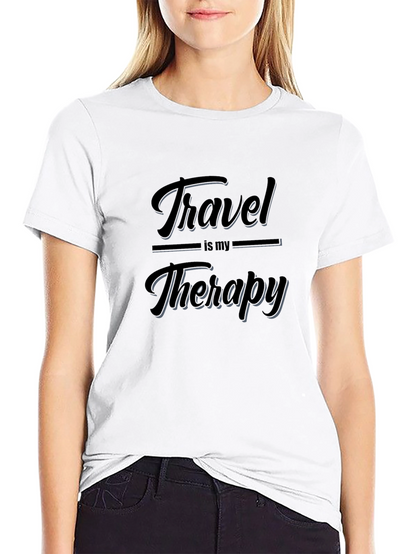 Travel is My Therapy Black Graphic T-Shirt