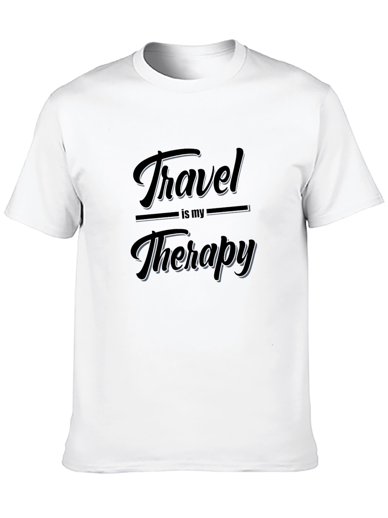 Travel is My Therapy Black Graphic T-Shirt