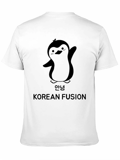 Korean Fusion Penguin Graphic T-Shirt - Black