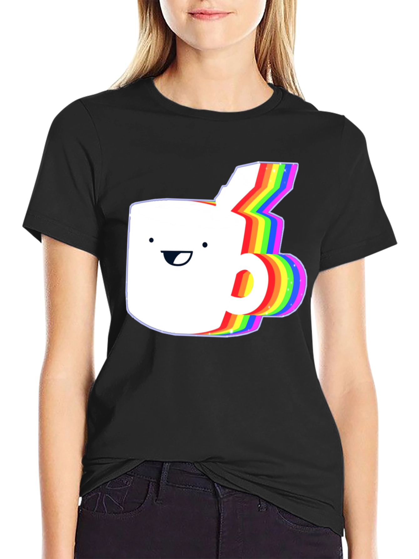 Rainbow Animated Coffee Mug Graphic T-Shirt
