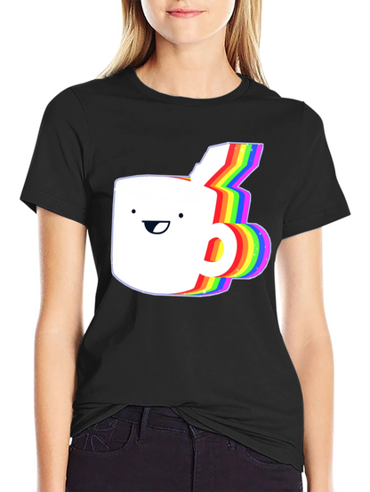 Rainbow Animated Coffee Mug Graphic T-Shirt