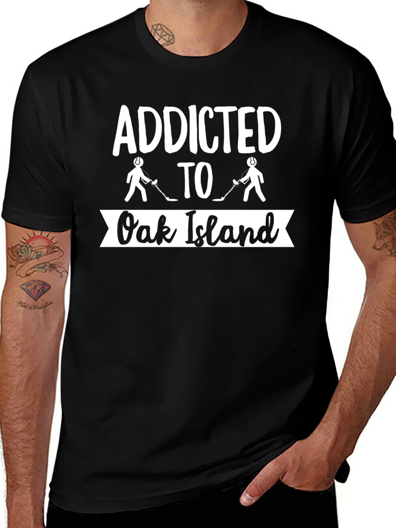 Addicted to Oak Island Hockey Black T-Shirt