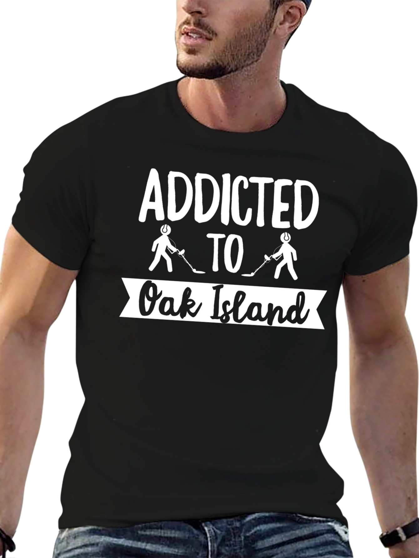 Addicted to Oak Island Hockey Black T-Shirt