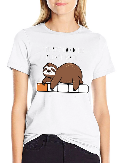 Energy Loading Sloth Graphic T-Shirt
