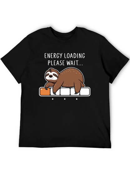 Energy Loading Sloth Graphic T-Shirt