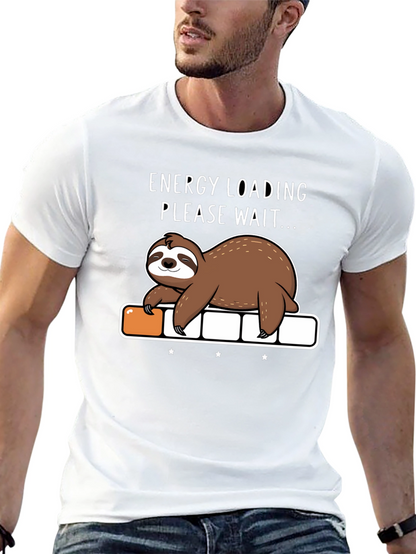 Energy Loading Sloth Graphic T-Shirt