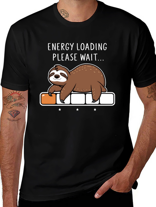 Energy Loading Sloth Graphic T-Shirt