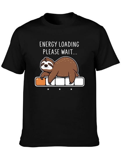 Energy Loading Sloth Graphic T-Shirt