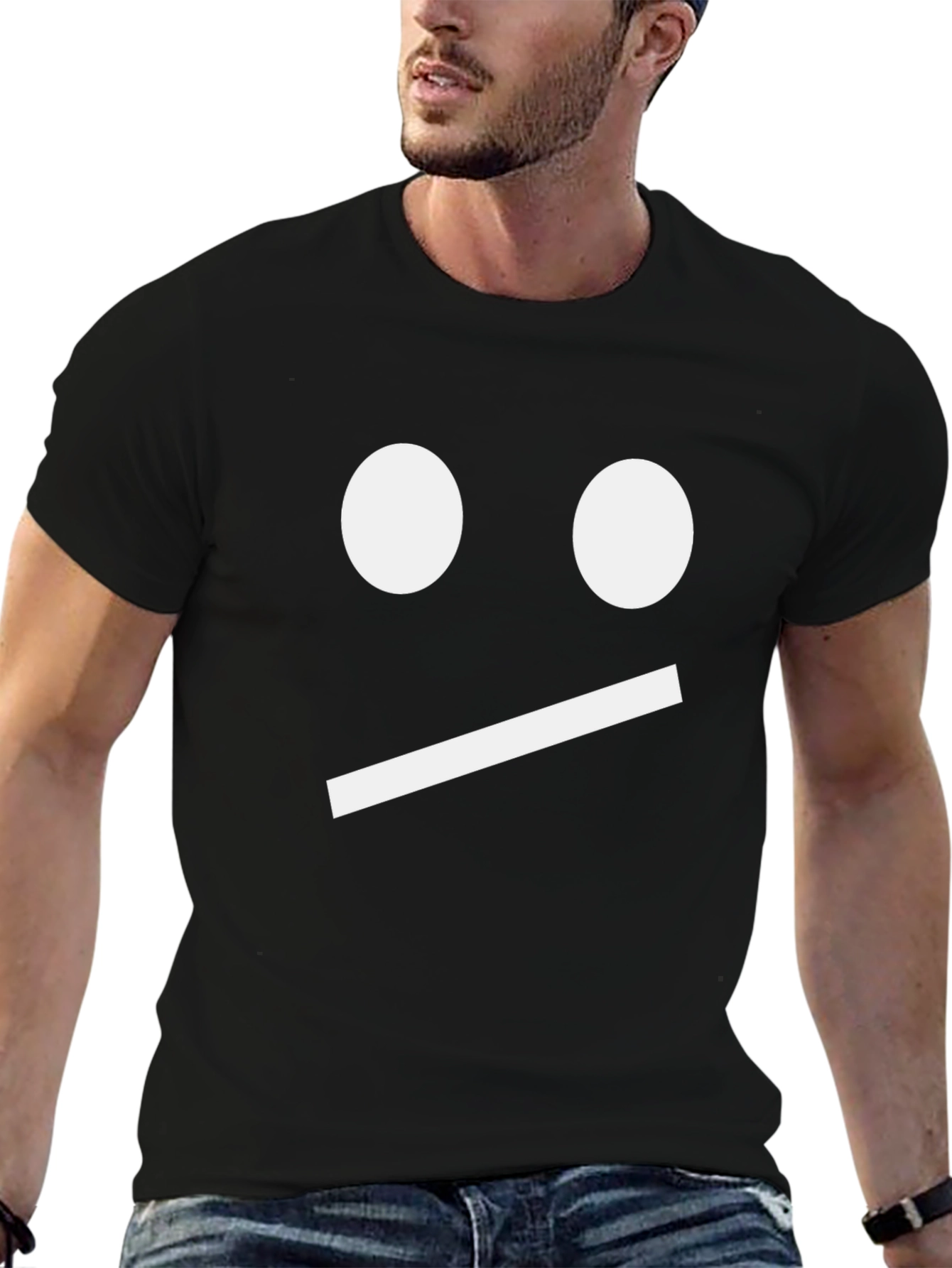 Neutral Face Graphic Tee - Black Cotton Shirt