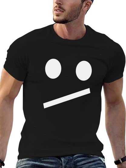 Neutral Face Graphic Tee - Black Cotton Shirt