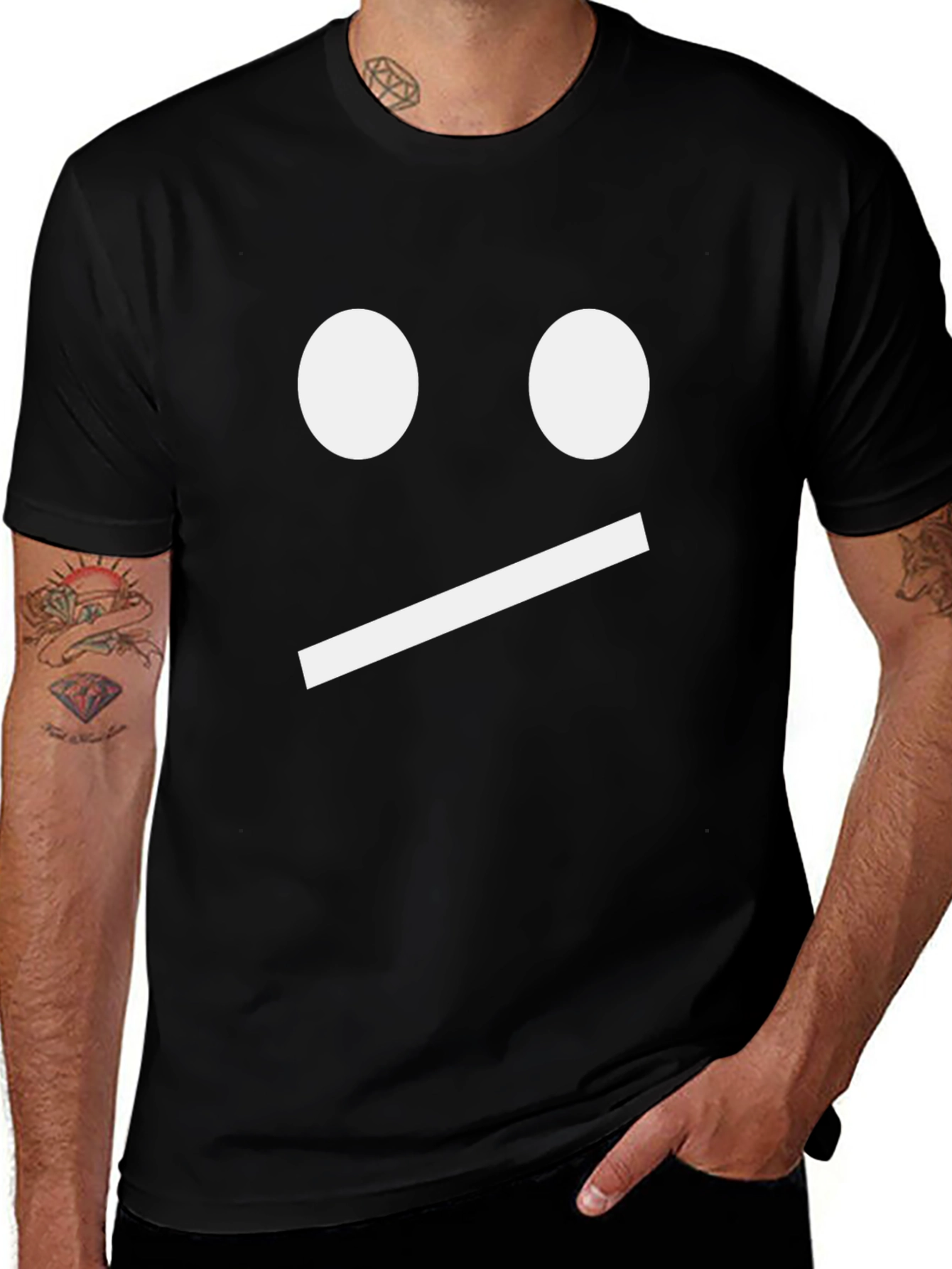 Neutral Face Graphic Tee - Black Cotton Shirt