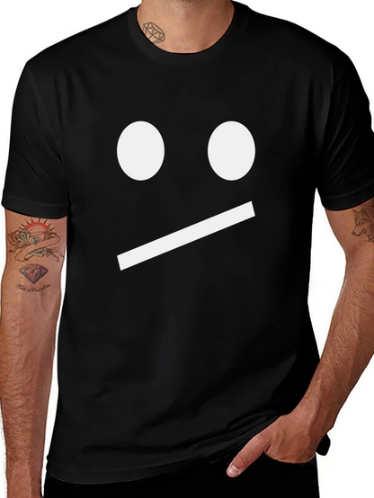 Neutral Face Graphic Tee - Black Cotton Shirt