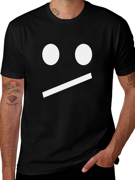 Neutral Face Graphic Tee - Black Cotton Shirt