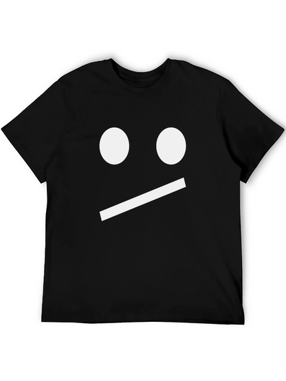 Neutral Face Graphic Tee - Black Cotton Shirt