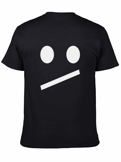 Neutral Face Graphic Tee - Black Cotton Shirt