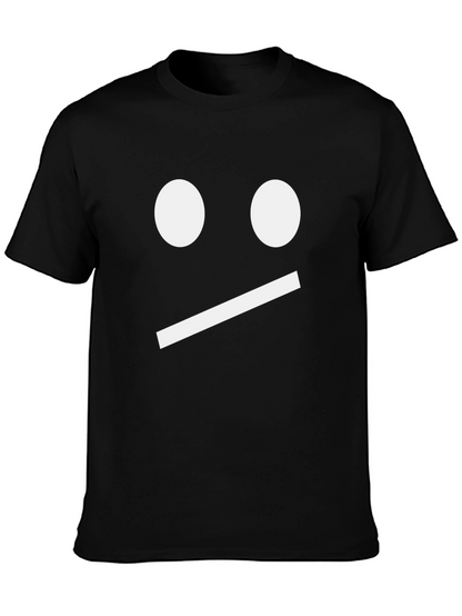 Neutral Face Graphic Tee - Black Cotton Shirt