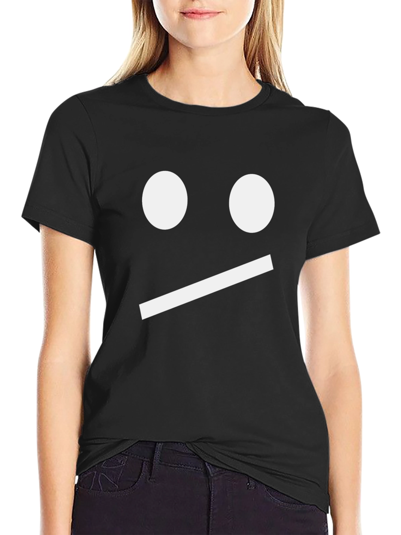Neutral Face Graphic Tee - Black Cotton Shirt