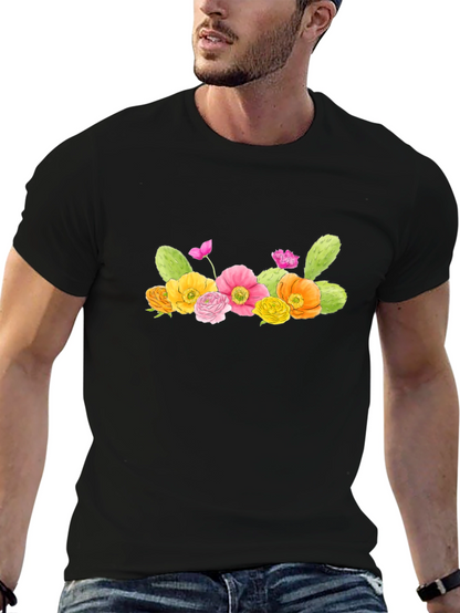 Floral Cactus Graphic T-Shirt - Desert Bloom