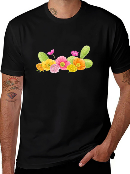 Floral Cactus Graphic T-Shirt - Desert Bloom