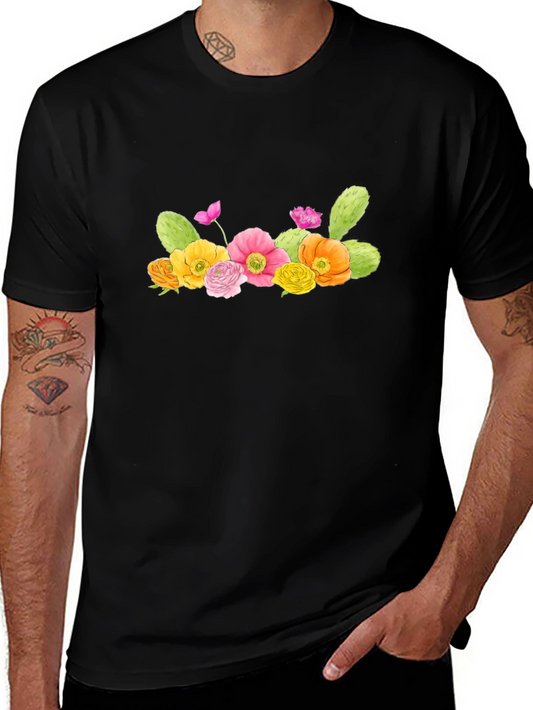 Floral Cactus Graphic T-Shirt - Desert Bloom