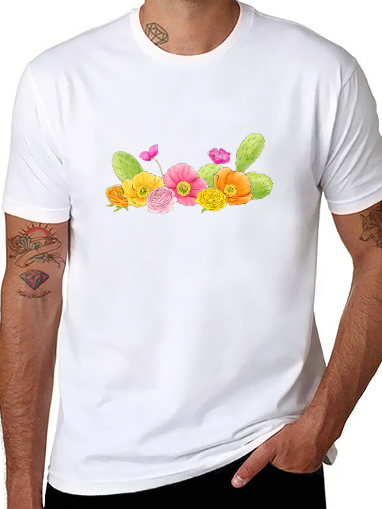 Floral Cactus Graphic T-Shirt - Desert Bloom