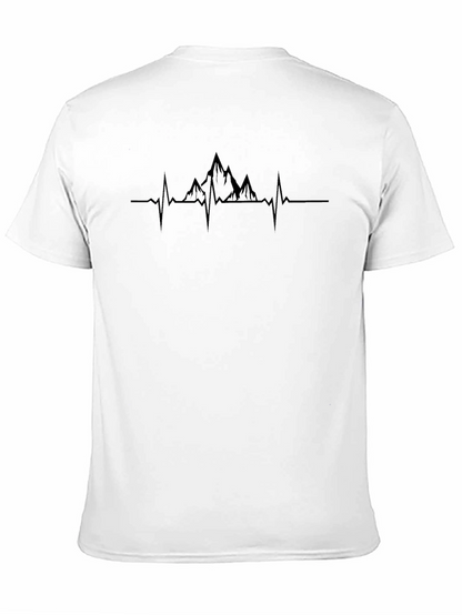 Mountain Heartbeat Graphic Tee - Black Crew Neck