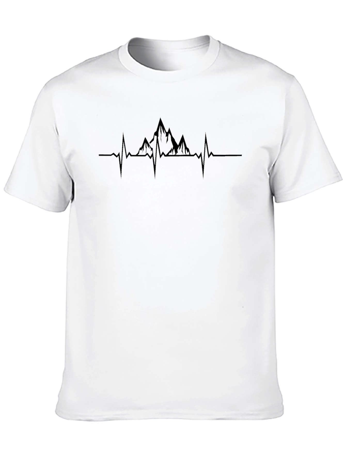 Mountain Heartbeat Graphic Tee - Black Crew Neck
