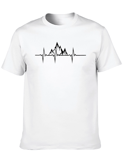 Mountain Heartbeat Graphic Tee - Black Crew Neck