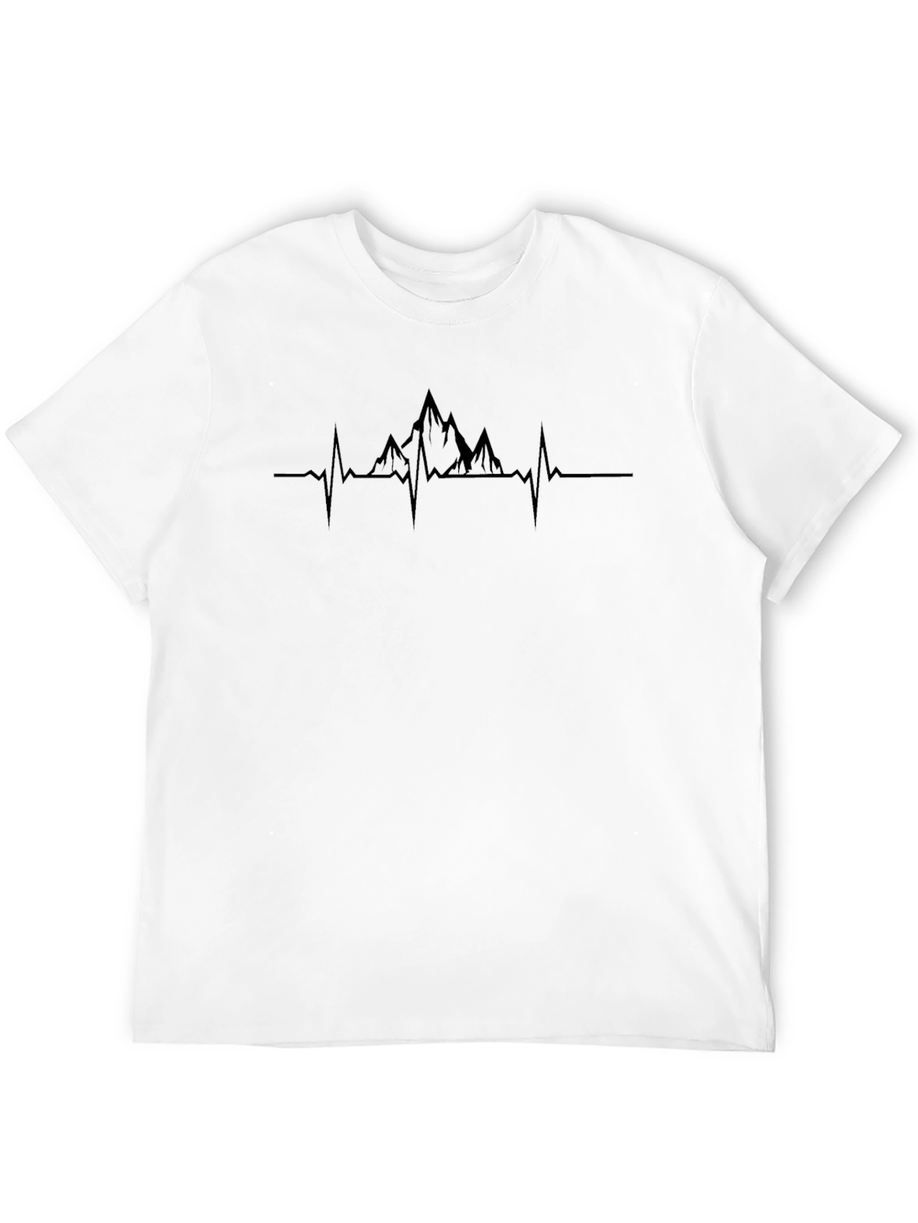 Mountain Heartbeat Graphic Tee - Black Crew Neck