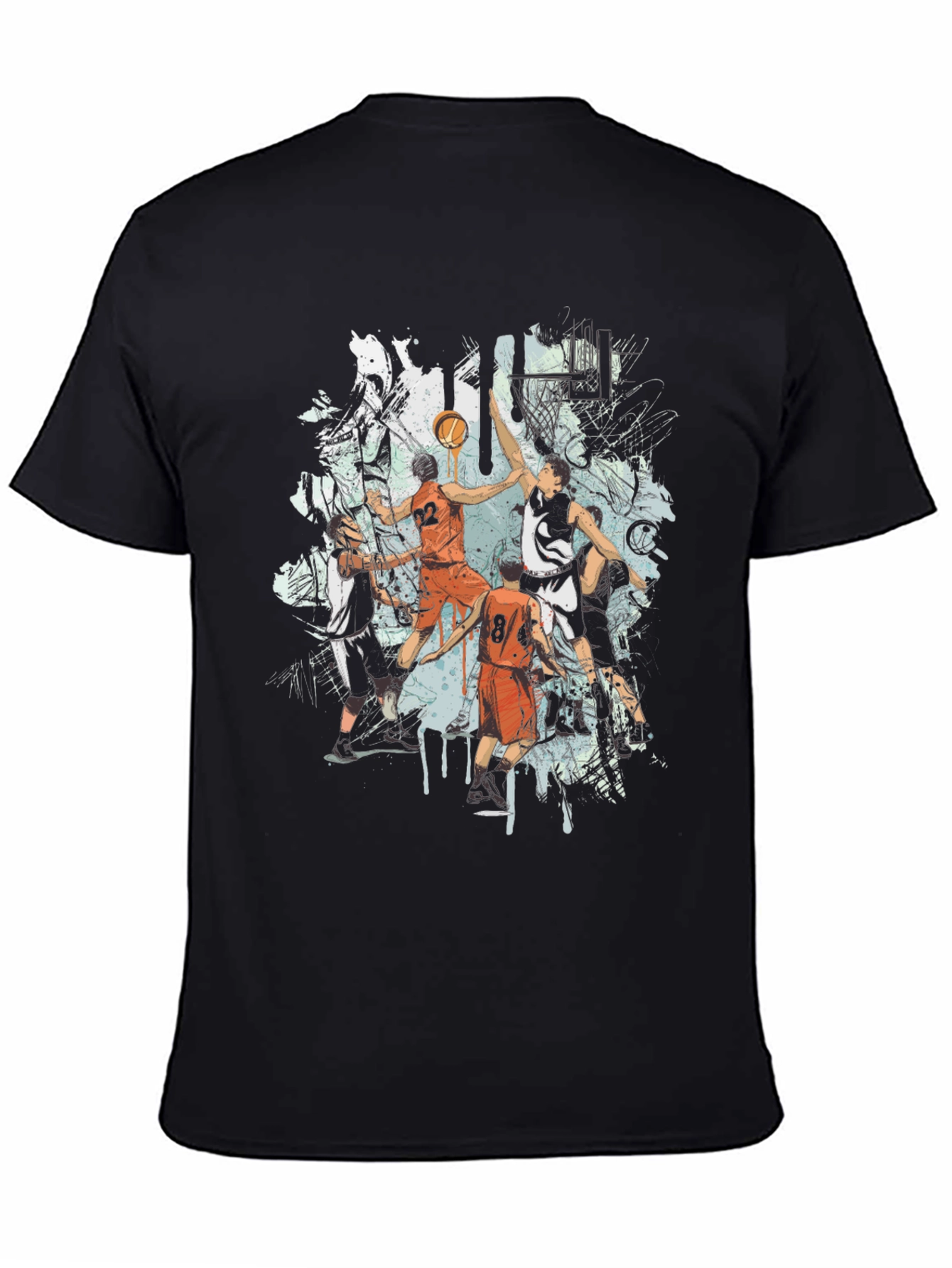 Basketball Graphic Print Black T-Shirt