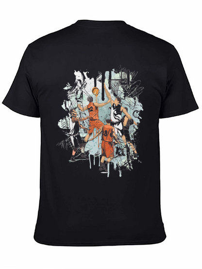 Basketball Graphic Print Black T-Shirt