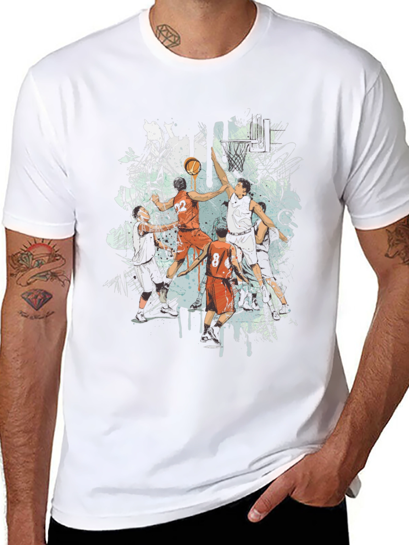 Basketball Graphic Print Black T-Shirt