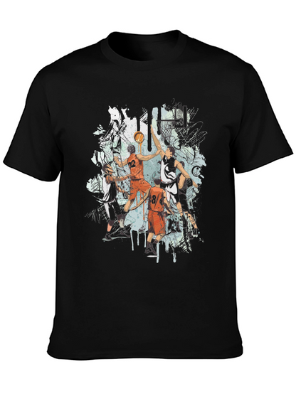 Basketball Graphic Print Black T-Shirt
